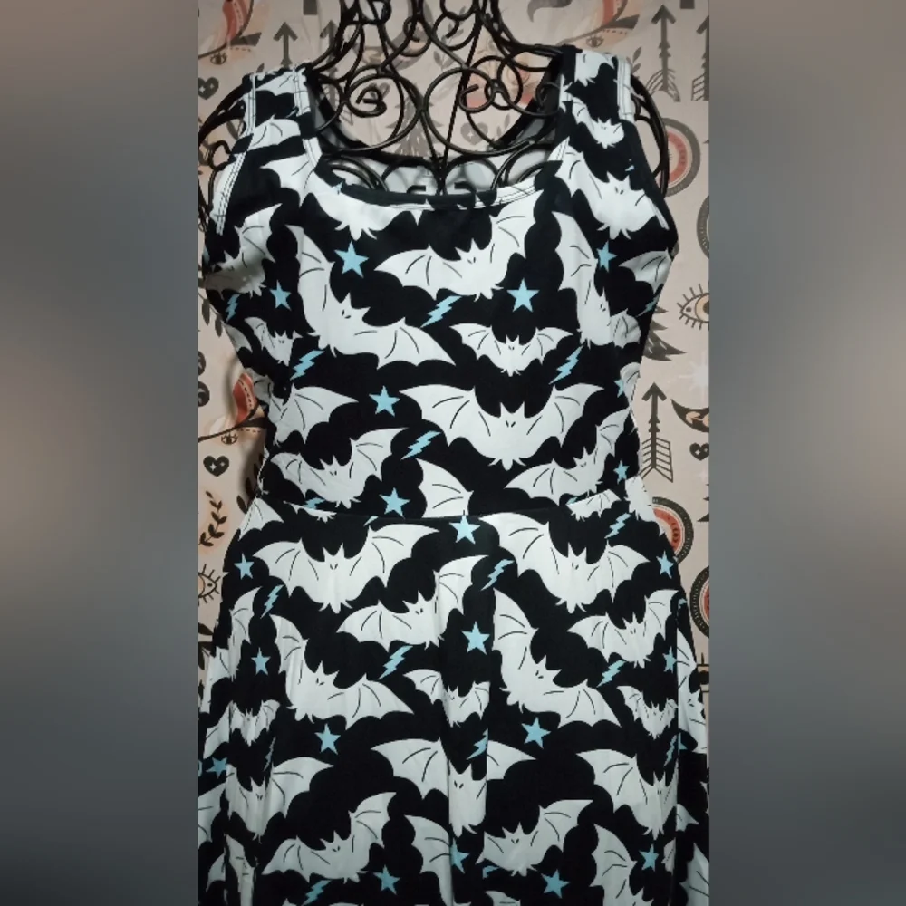 2/$10 Gothic Bats All Over Print Skater Dress Size Large_2